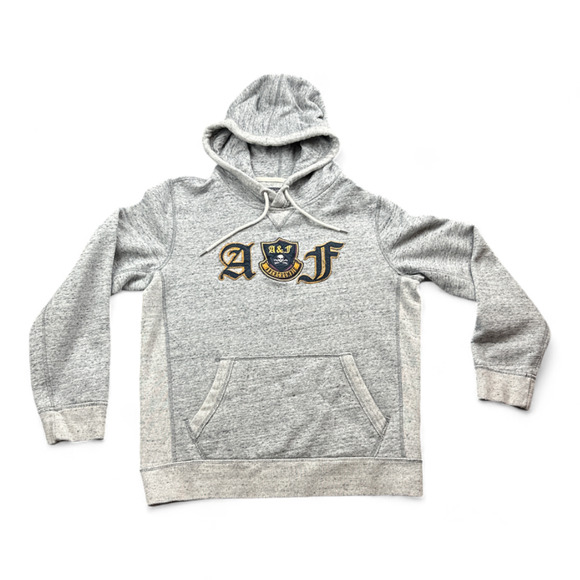 Vintage Abercrombie & Fitch Sweater Adult SMALL Gray Hoodie Skull Crossbones Y2K - Picture 1 of 8